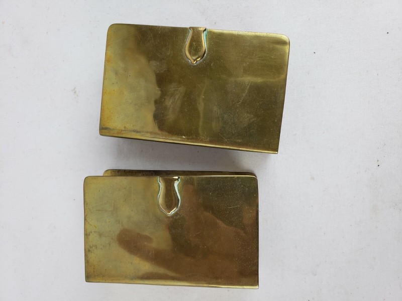 Pair of excellent vintage detailed match holders, brass