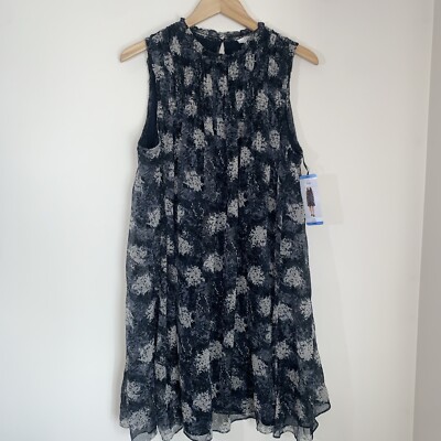 Joie Womens Dress Large Blue Floral Baltic Print Smocked Top Sleeveless