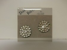 Shoe Bobs Women Shoe Clips Brush Silver-Tone Rhinestone 25.8mm Modernist Style