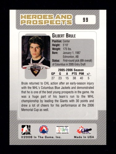 2006-07 In The Game Heroes and Prospects Base Hockey Cards #5-149 You Pick - Picture 113 of 173