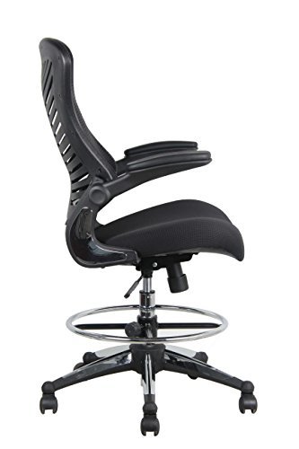 Office Factor STOOL CLERK DRAFTING RECEPTION Black Mesh Flip up Armrest Molded - Picture 4 of 6