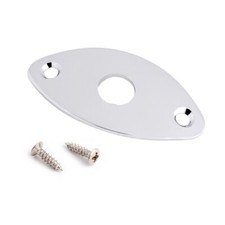 Guitar Jack Socket Plate Curved Oval Football Style Output Jack Plate Chrome LP