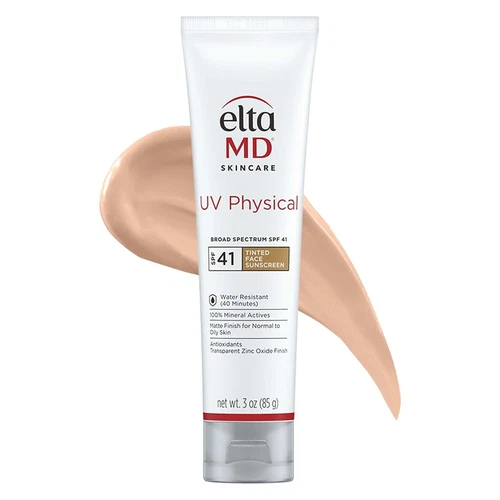 EltaMD UV Physical Tinted Sunscreen SPF 41 (3oz) – 100% Mineral, Broad Spectrum