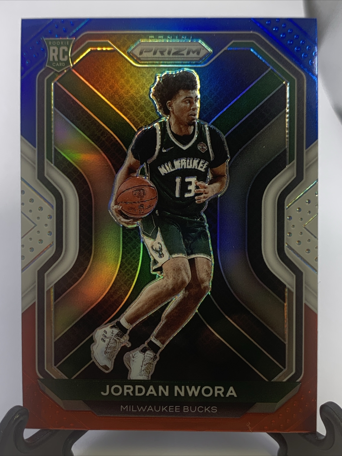 Jordan Nwora RC #273 Red White Blue Prizm 2020-21 Panini Prizm Milwaukee Bucks