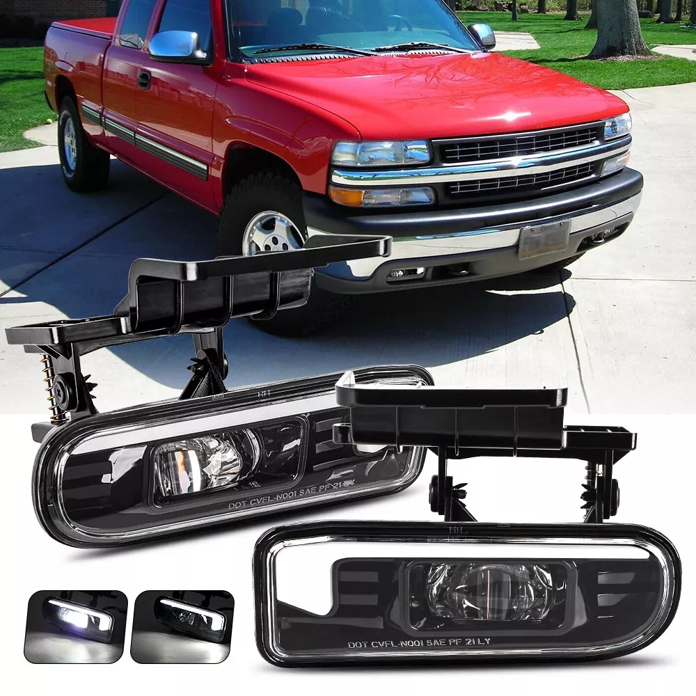 Pair LED Fog Lights Bumper Driving Lamp For Chevy Silverado 1500 2500 1999 2002