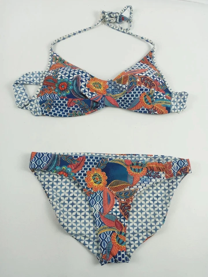 Traje de baño Carter rojo para mujer talla 6 conjunto de bikini de dos piezas borlas corbatas diseño floral Foto 2 de 4