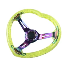 350MM Deep Dish Vip Heart Yellow Crystal Bubble 6-Hole Neo Spoke Steering Wheel