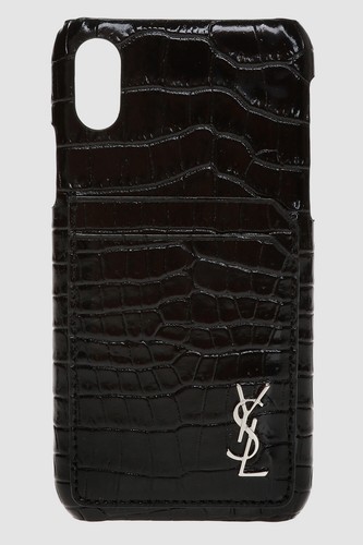 270 Saint Laurent Women S Black Crocodile Embossed Iphone Xs Wallet Phone Case Ebay