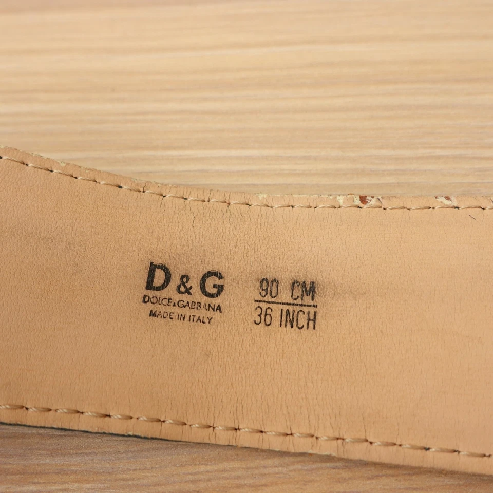 DOLCE GABBANA Cinturón 34 85 Vestido Italiano Cuero Lujo Azul Satinado Plata Hebilla M Foto 3 de 4