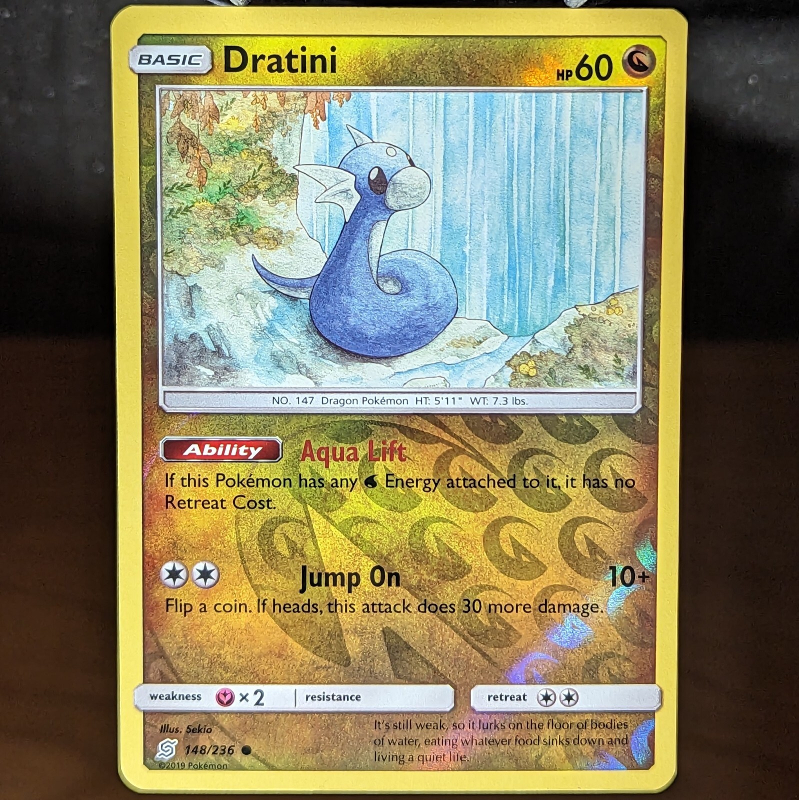 Dratini 148/236 NM Reverse Holo Unified Minds Foil Pokemon TCG Card baby dragon