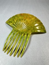 Antique Art Deco Bakelite Green Hair Comb