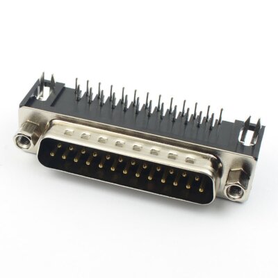 1Pcs D-SUB 25 Pin Male Right Angle PCB Connector 2 Rows DB25M Socket Adapter