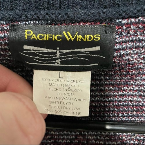 Pacific Winds Vintage Herren gemusterte Pullover Weste - marine und rot Größe Large - Bild 2 von 3