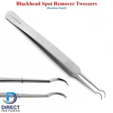 Blackhead Remover Tweezers Acne Pimple Blemish Extractor Curved Needle Clip Tool