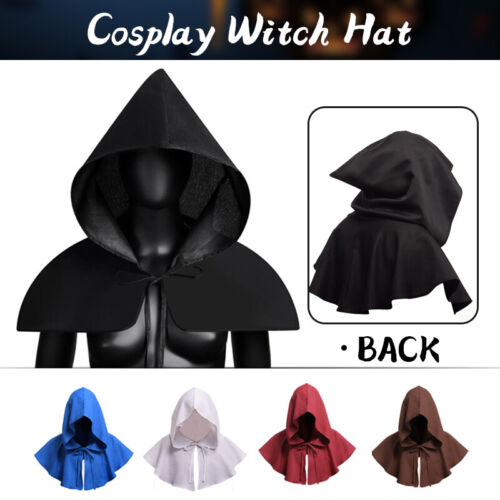 Chapeau costume d'Halloween cape unisexe sweat à capuche rétro chapeau de sorcière sorcier cape cosplay - Photo 1 sur 17