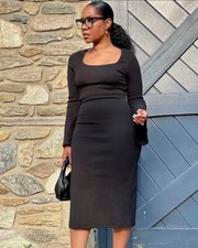 NWT $80 SZ S The Drop Black Square Neck Knit Dress by @bosslady_lifestyle