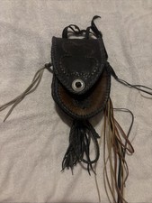 Native American Leather Wallet Bag Handmade Indian Leather Snake Deer Rare