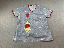 Disney Winnie The Pooh Scrub Top Womens Size Large 100 Cotton Gray Big Graphic