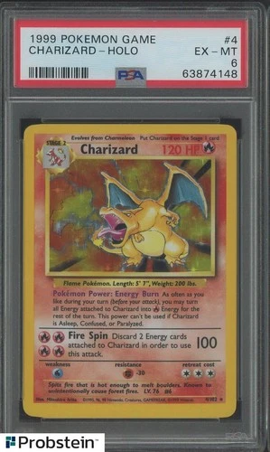 1999 Pokemon Game Base Set #4 Charizard Holo Rare PSA 6 EX-MT