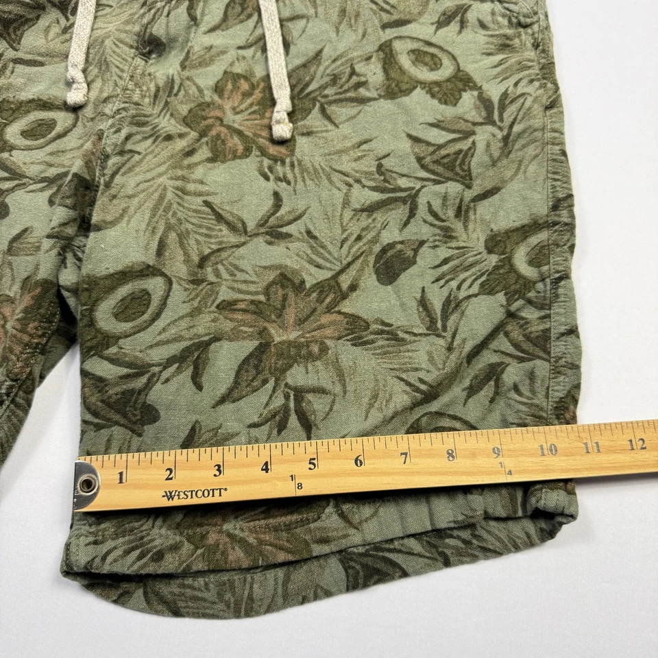Pantalones Cortos Lucky Brand Para Hombre 34 Verde Floral Mezcla de Lino Cordón Informal 7MD2165 Foto 2 de 4