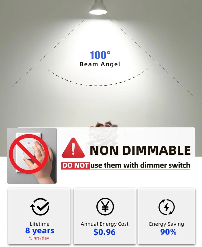 Non-Dimmable GU10 LED Light Bulbs, 4W Bright 5000K Daylight White 35W Halogen Eq - Image 2 of 4