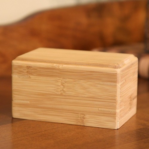 Small/Keepsake Bamboo Box Funeral Cremation Urn for Ashes, 25 Cubic Inches - Picture 3 of 4