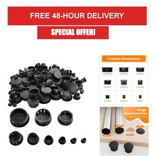 190 Pcs Black Plastic Hole Plugs, 9 Sizes Round Screw Hole Plugs