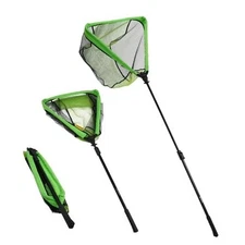  Floating Fishing Net Foldable Telescopic B4:20" Hoop Size Green Length 65"