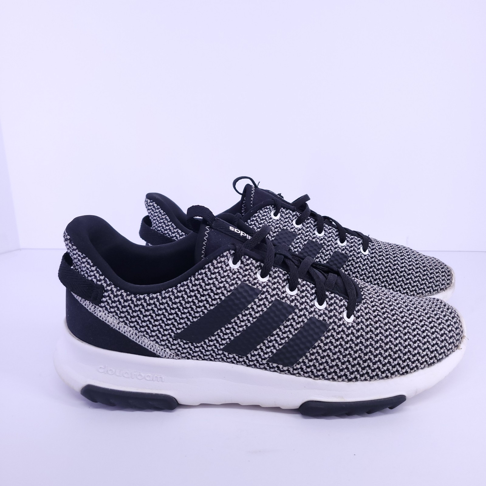 SAOLA Adidas Lite Racer Cloudfoam Sneakers Uomo 10 Nero Bianco Corsa Passeggio Usate