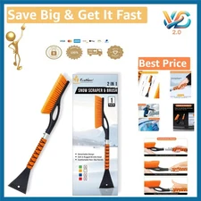 27-Inch Aluminum Ice Scraper and Snow Brush with Foam Grip Orange