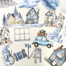 Winter House Cardstock Stickers Junk Journal Collage Scrapbooking