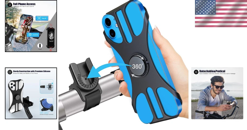 Soporte universal desmontable para teléfono para bicicleta - Ajustable 360° para teléfonos de 4" a 6,7" Foto 2 de 4