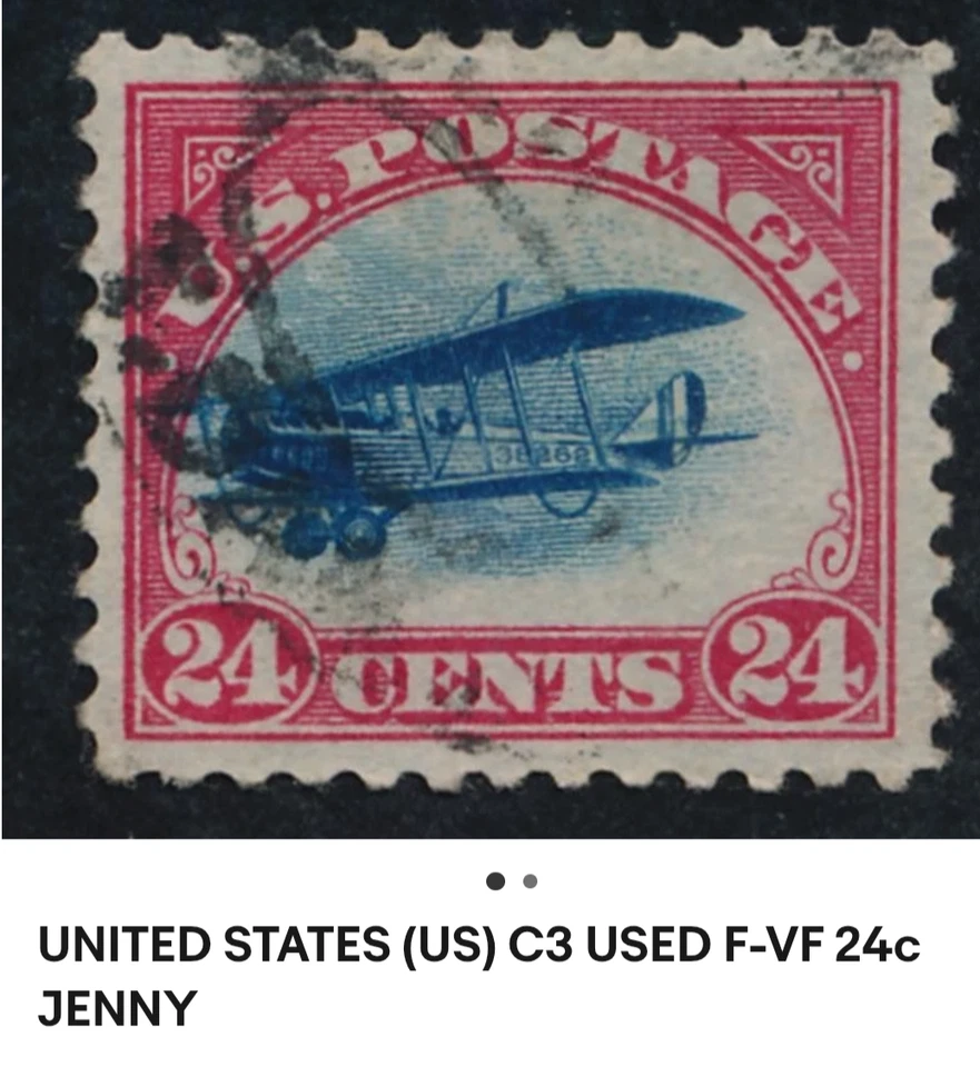 stamp inverted jenny upright 24 cent used  - Image 2 of 2