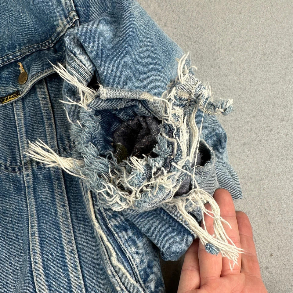 Vintage Lee Storm Rider Denim Mens Jacket 44R Blue 70s Union USA Made Honeycomb - Image 3 of 4