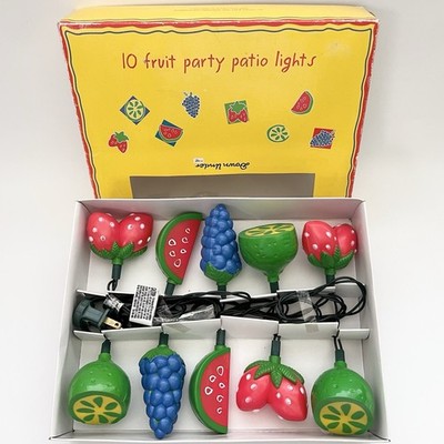 Vintage Fruit Blow Mold Plastic Party Patio Camper RV String Lights Set of 10