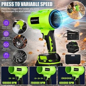 Electric Air Blower Turbo Fan With 2* 21V Battery Handheld Cordless Leaf Blower