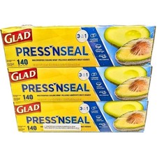 Glad Press'n Seal 140 SQ. Foot Pack of 3 Microwave Safe, BPA Free, Air Tight