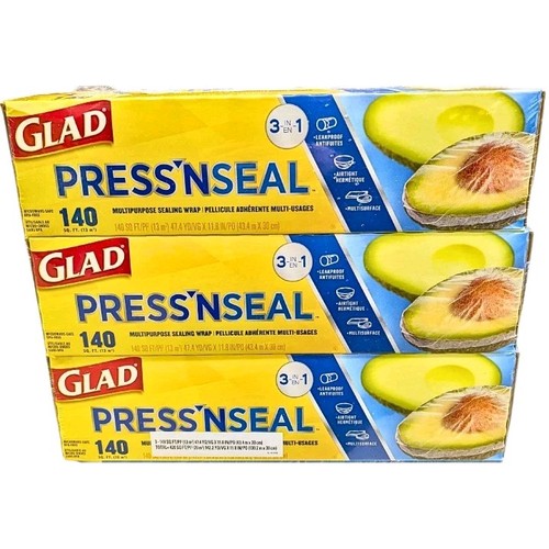 Glad Press'n Seal 140 SQ. Foot (Pack of 3) Microwave Safe, BPA Free, Air Tight  - Picture 1 of 4