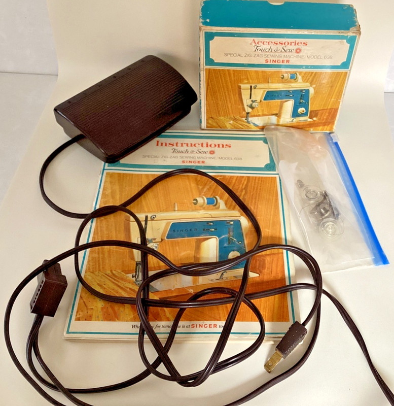 Vintage Singer Touch & Sew 638 Zig-Zag Manual & Accessories & Parts Box