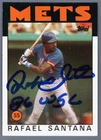 Rafael Santana Signed 1986 Topps #587 w/ 86 WSC Insc. LSCM COA NY Mets