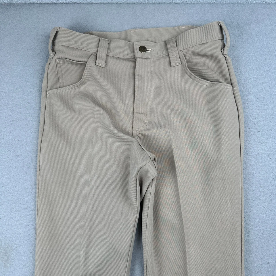 Pantalones Lee Riders De Colección Para Hombres 29x32 Bronceado Campana Parte Inferior Años 60 Garra Cremallera Poli Tejido MOD Foto 3 de 4