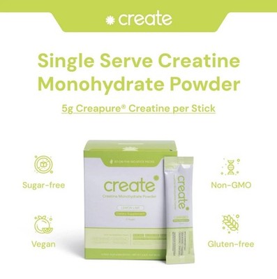 Create Creatine Monohydrate Powder Lemon Lime Dietary Supplement 30 sticks - New