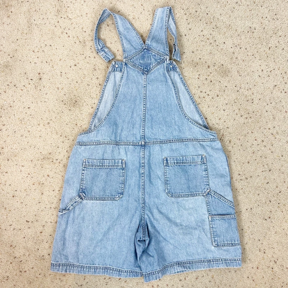 Y2K Vintage Light Wash Blue Denim Overall Shorts Carpenter Baggy Size XL Women's - Image 3 of 4