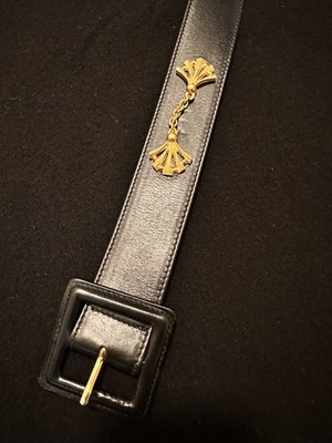 Vintage BALLY Black Genuine Leather Women Belt Size 30 Made In Italy