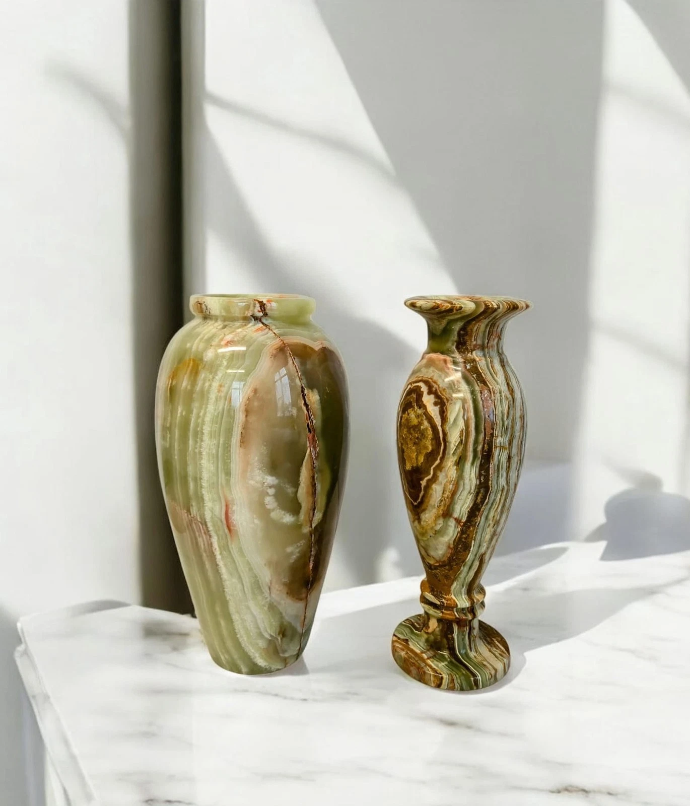 Onyx Vase Handcrafted 12" Tall, Natural Stone Decorative Vase for Home