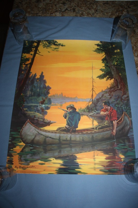 Hy. Hintermeister 16" x 20" 'In Golden Hunting Grounds' Poster Print -Exc. Cond.