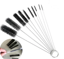10-Pack Nylon Straw Cleaning Brushes–Stainless Steel Wire Drink Pipe Cleaner Kit