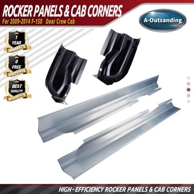 4 Door Outer Rocker Panels & Cab Corners 4PC For 2009-2014 Ford F-150 Crew Cab
