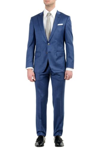 Hugo Boss "Hutson5/Gander2" Men's 100% Wool Slim Blue Two Button Suit - Picture 1 of 12