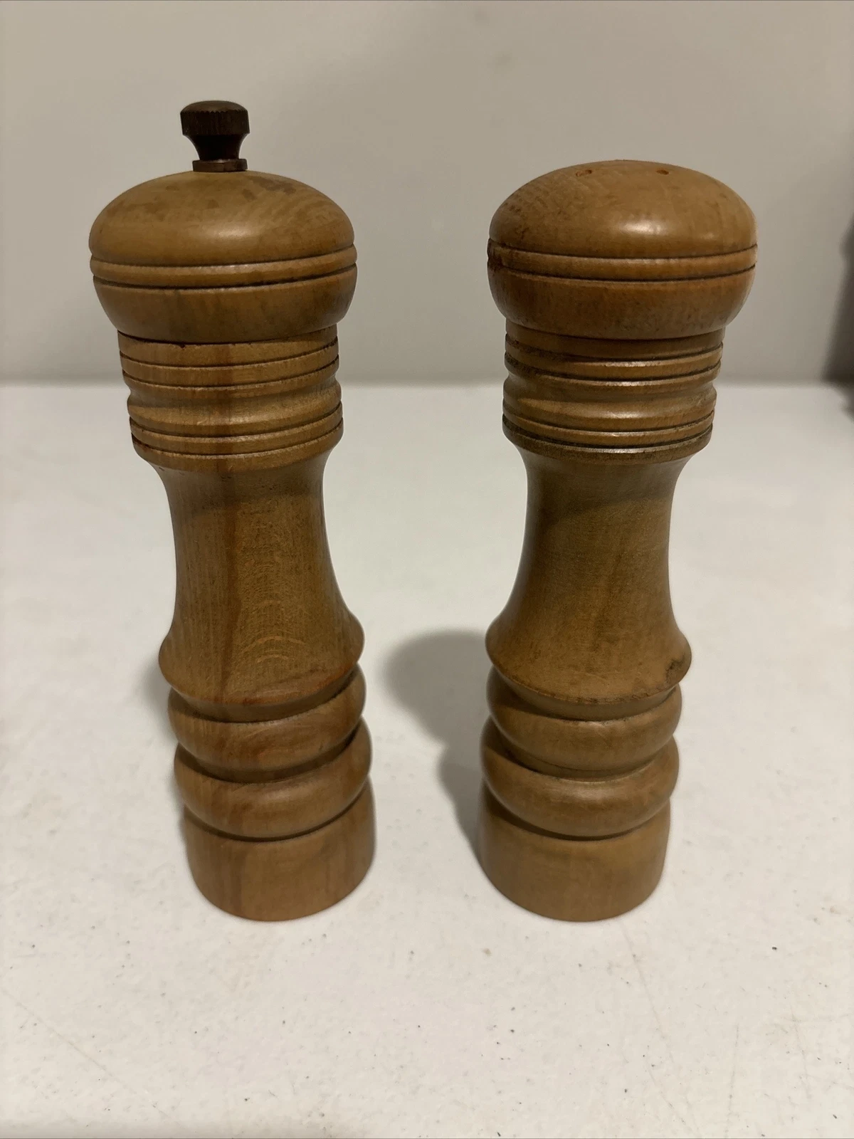Wooden Salt Shaker & Pepper Mill Najico Nakajima Woodenware Japan 6" Vintage